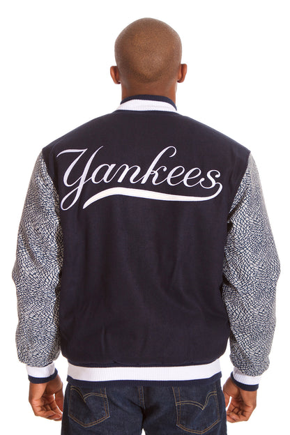 New York Yankees Reversible Wool and Leather Jacket