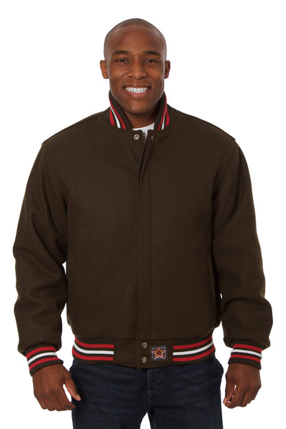 All-Wool Varsity Jacket in Brown