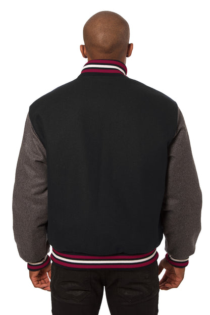 All-Wool Varsity Jacket in Black and Gray