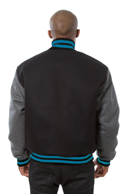 All-Wool Varsity Jacket in Black and Gray