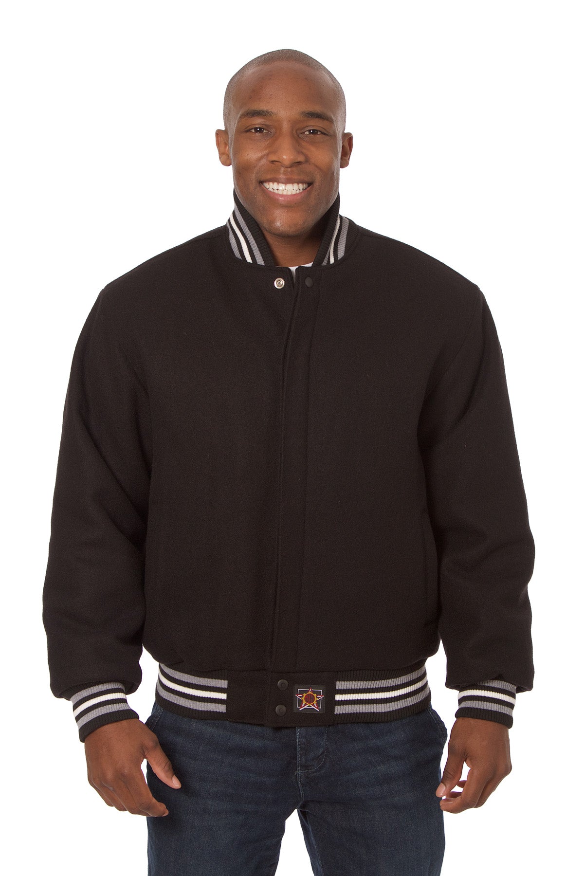All-Wool Varsity Jacket in Black