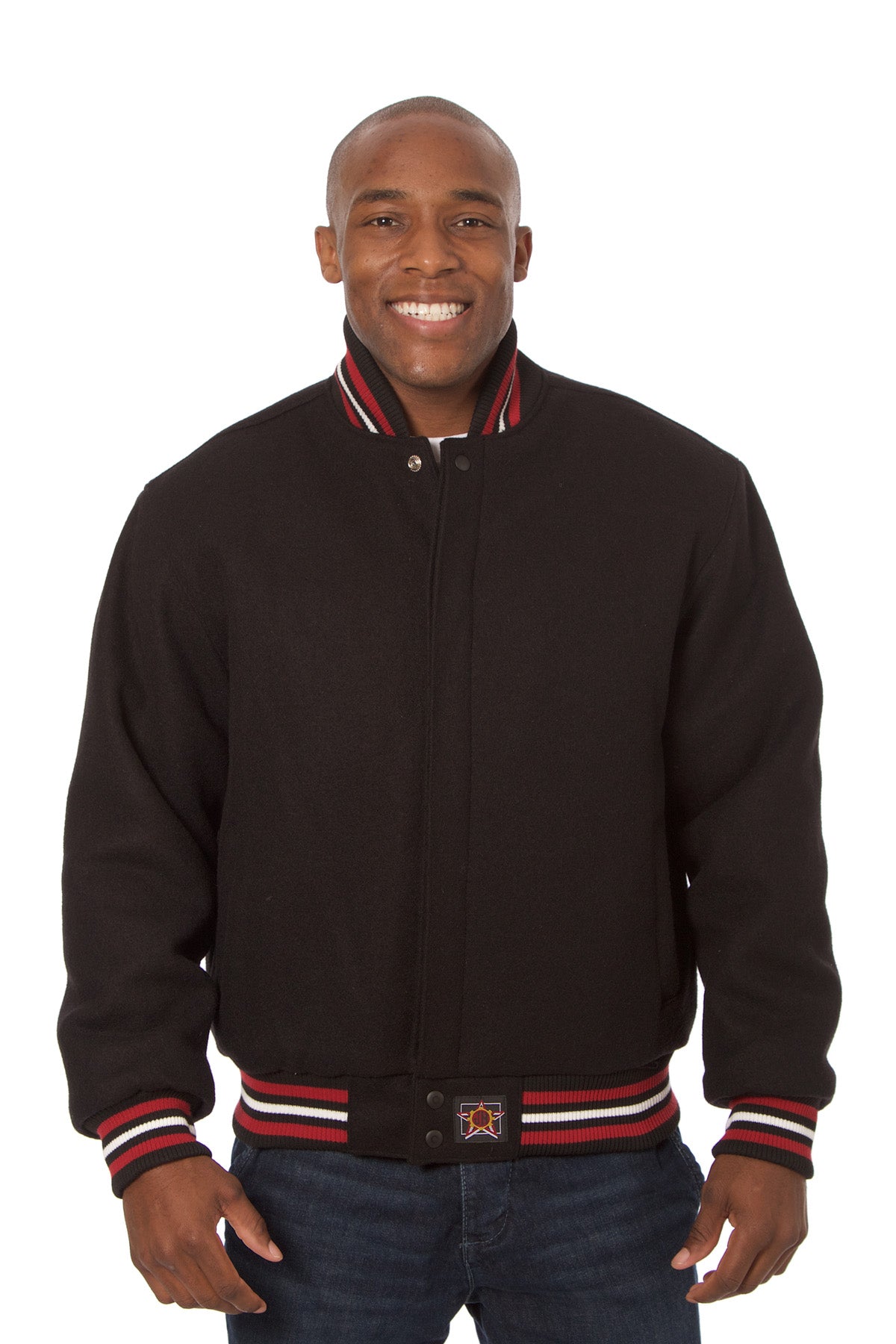 All-Wool Varsity Jacket in Black