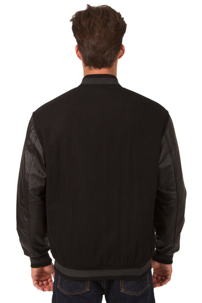 Wool and Leather Reversible Jacket in Black