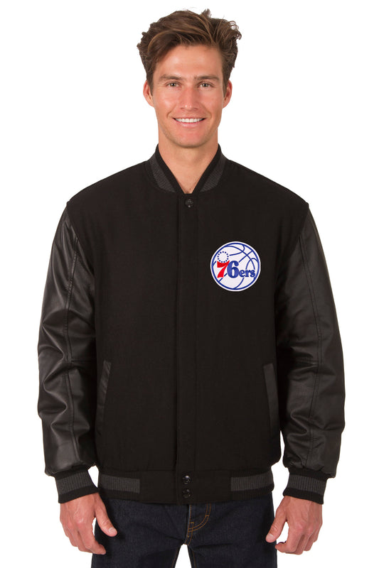 Philadelphia 76ers Reversible Wool and Leather Jacket