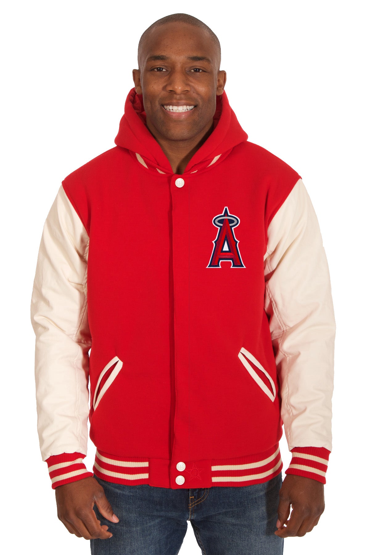 Los Angeles Angels Reversible Fleece Jacket with Faux Leather Sleeves