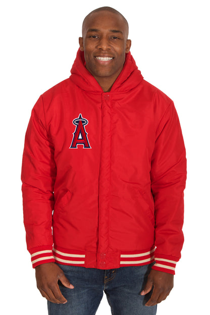 Los Angeles Angels Reversible Fleece Jacket with Faux Leather Sleeves