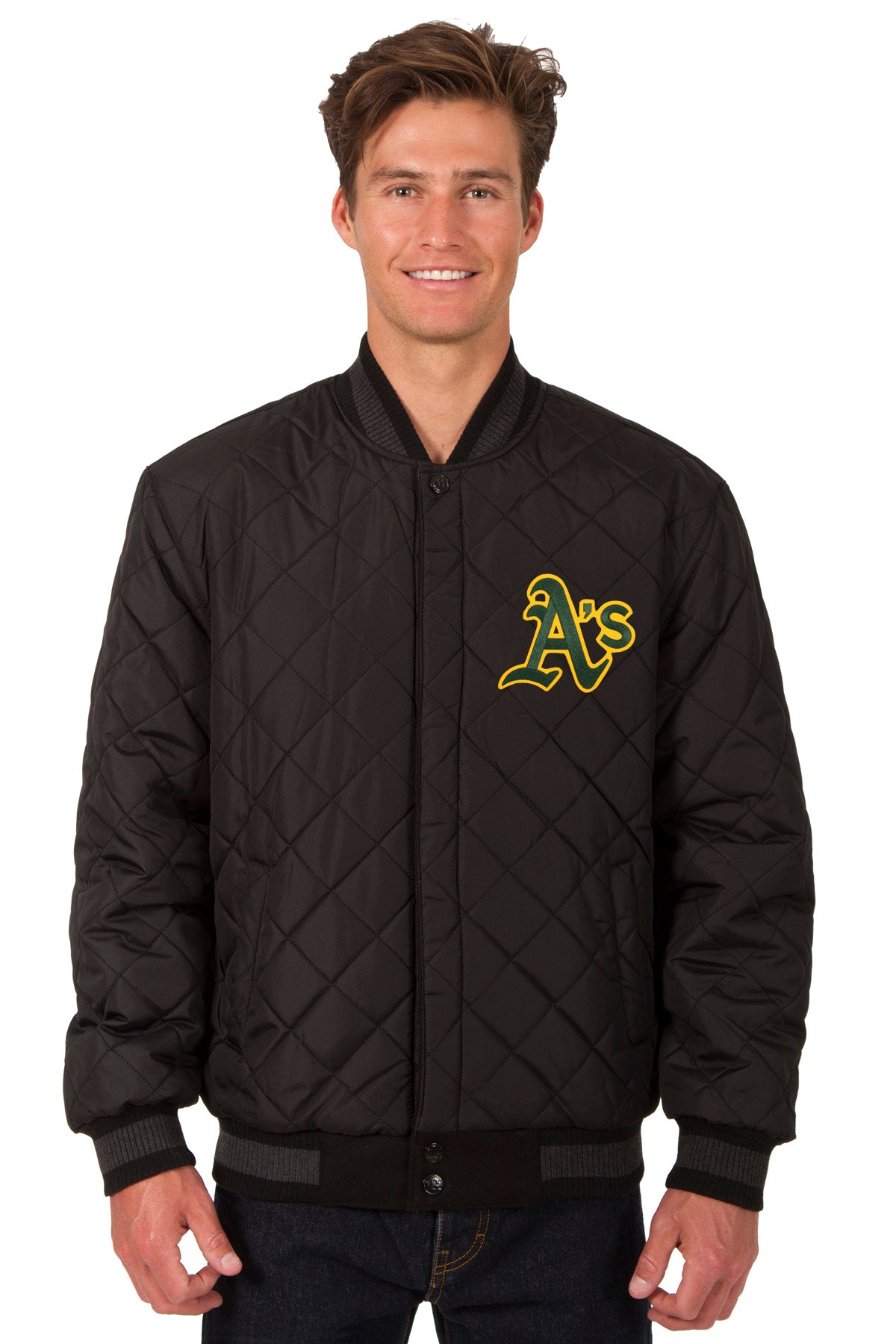 Oakland A's Reversible Wool and Leather Jacket