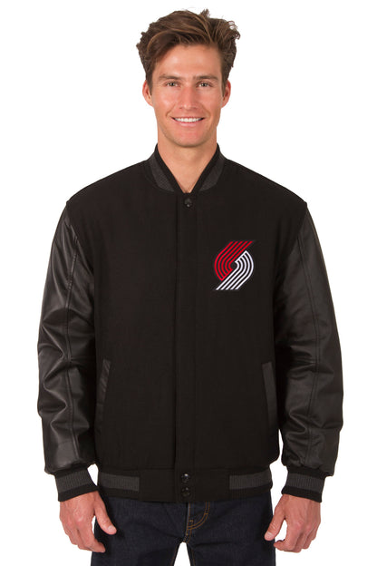 Portland Trail Blazers Reversible Wool and Leather Jacket