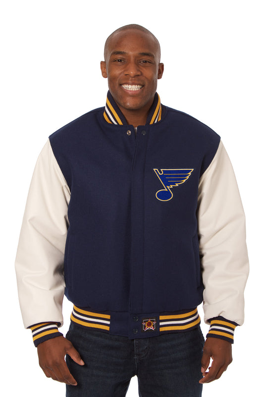 St. Louis Blues Embroidered Wool and Leather Jacket