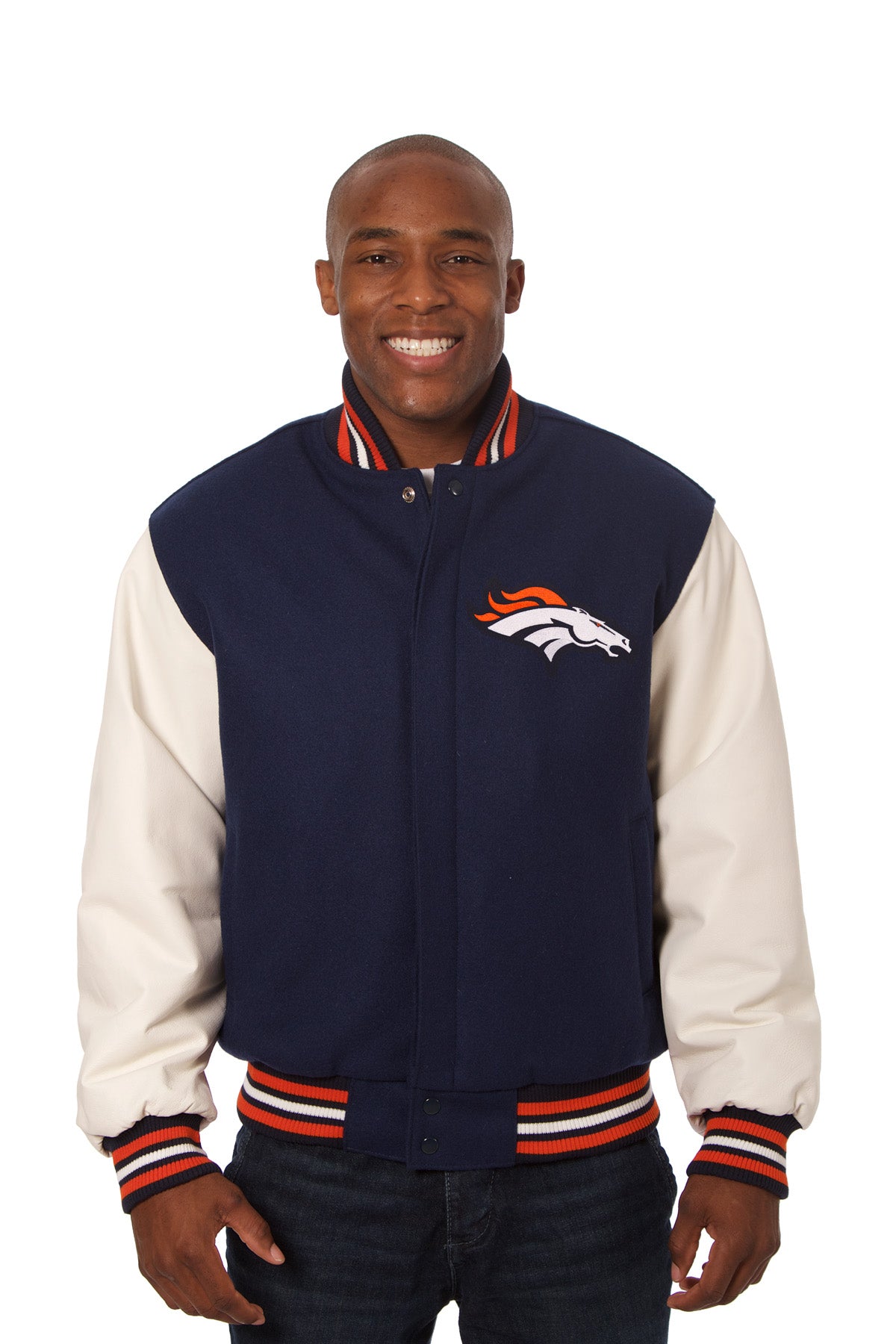 Denver Broncos Embroidered Wool and Leather Jacket