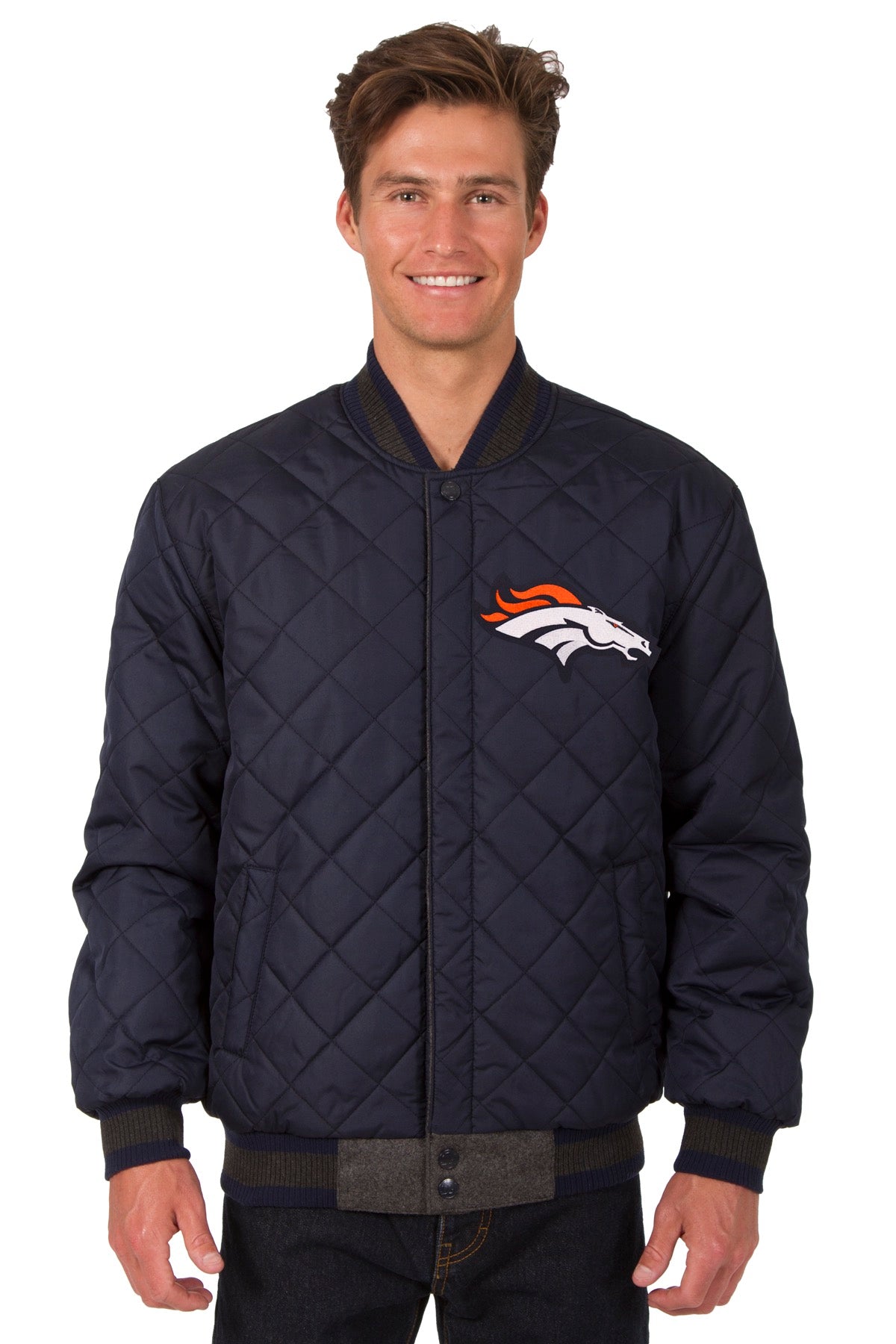 Denver Broncos Reversible Wool and Leather Jacket