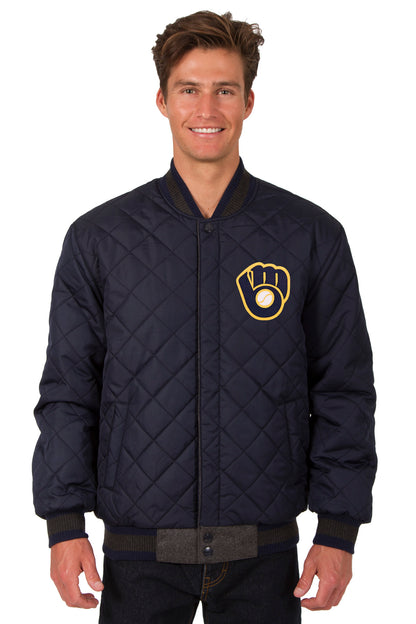 Milwaukee Brewers Reversible Wool and Leather Jacket