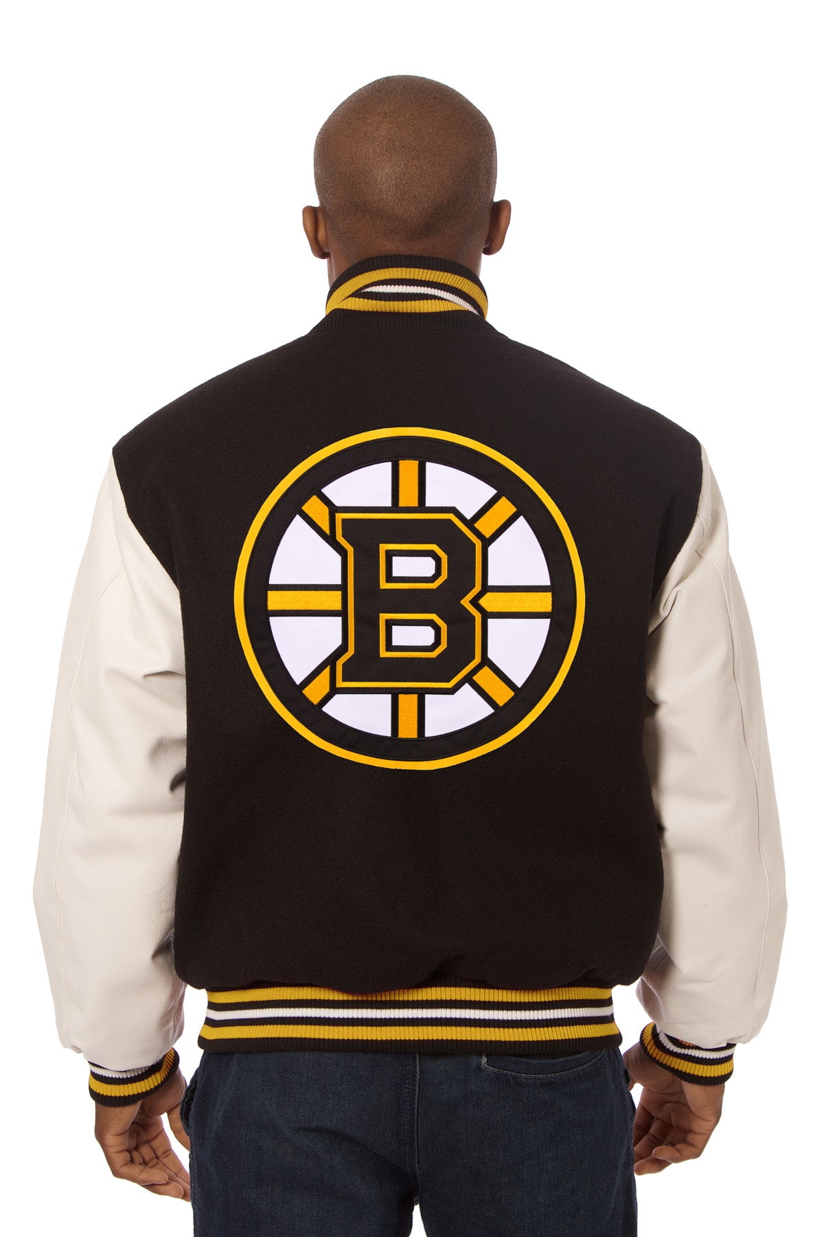 Boston Bruins Embroidered Wool and Leather Jacket