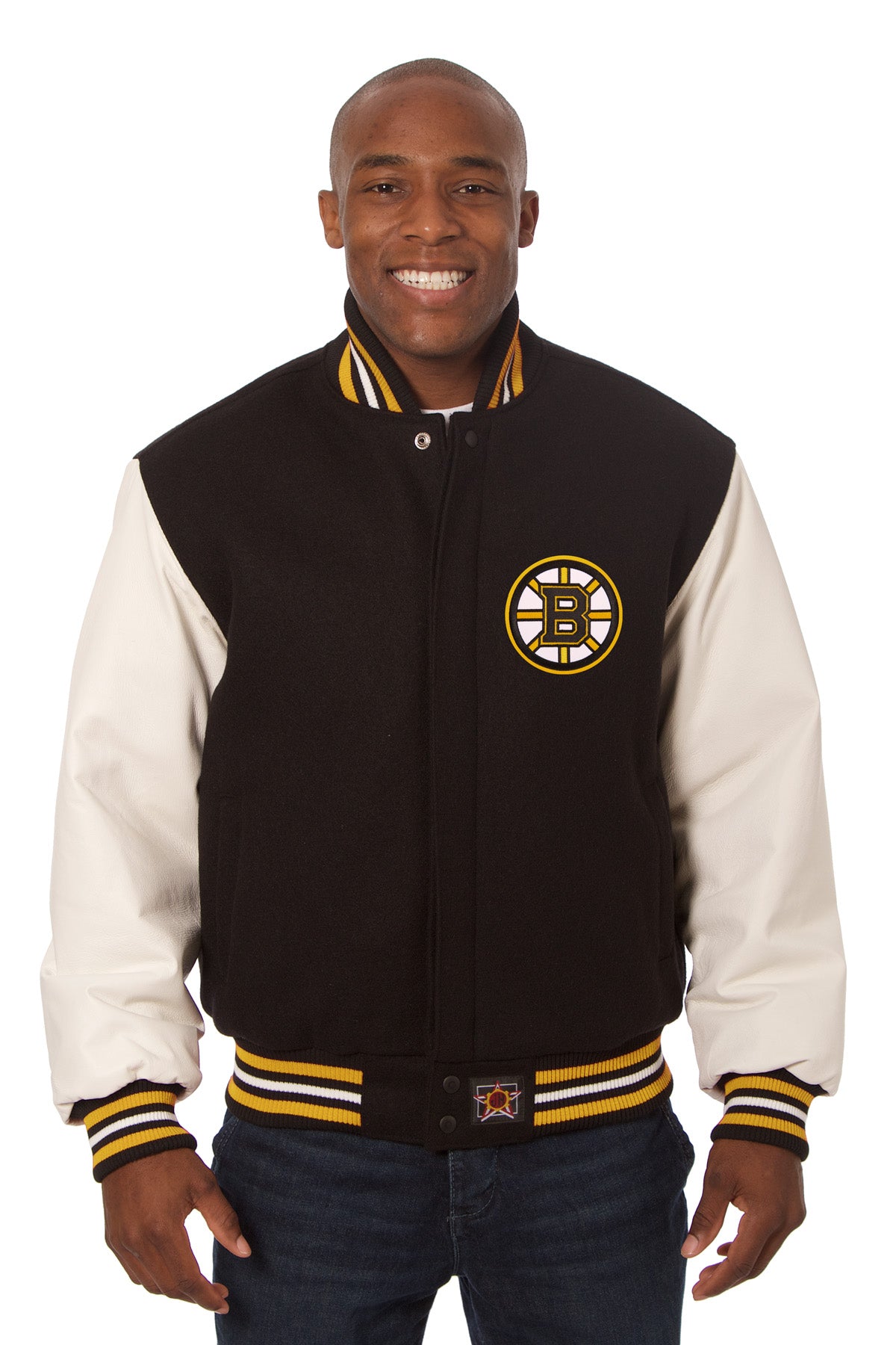 Boston Bruins Embroidered Wool and Leather Jacket