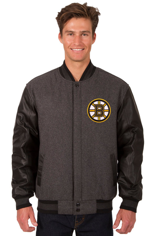 Boston Bruins Wool and Leather Reversible Jacket