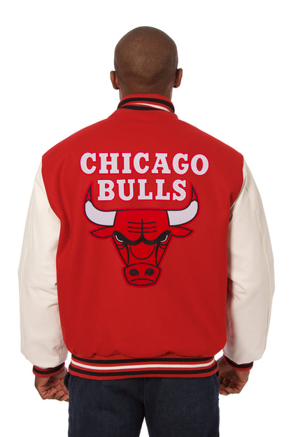 Chicago Bulls Embroidered Wool and Leather Jacket
