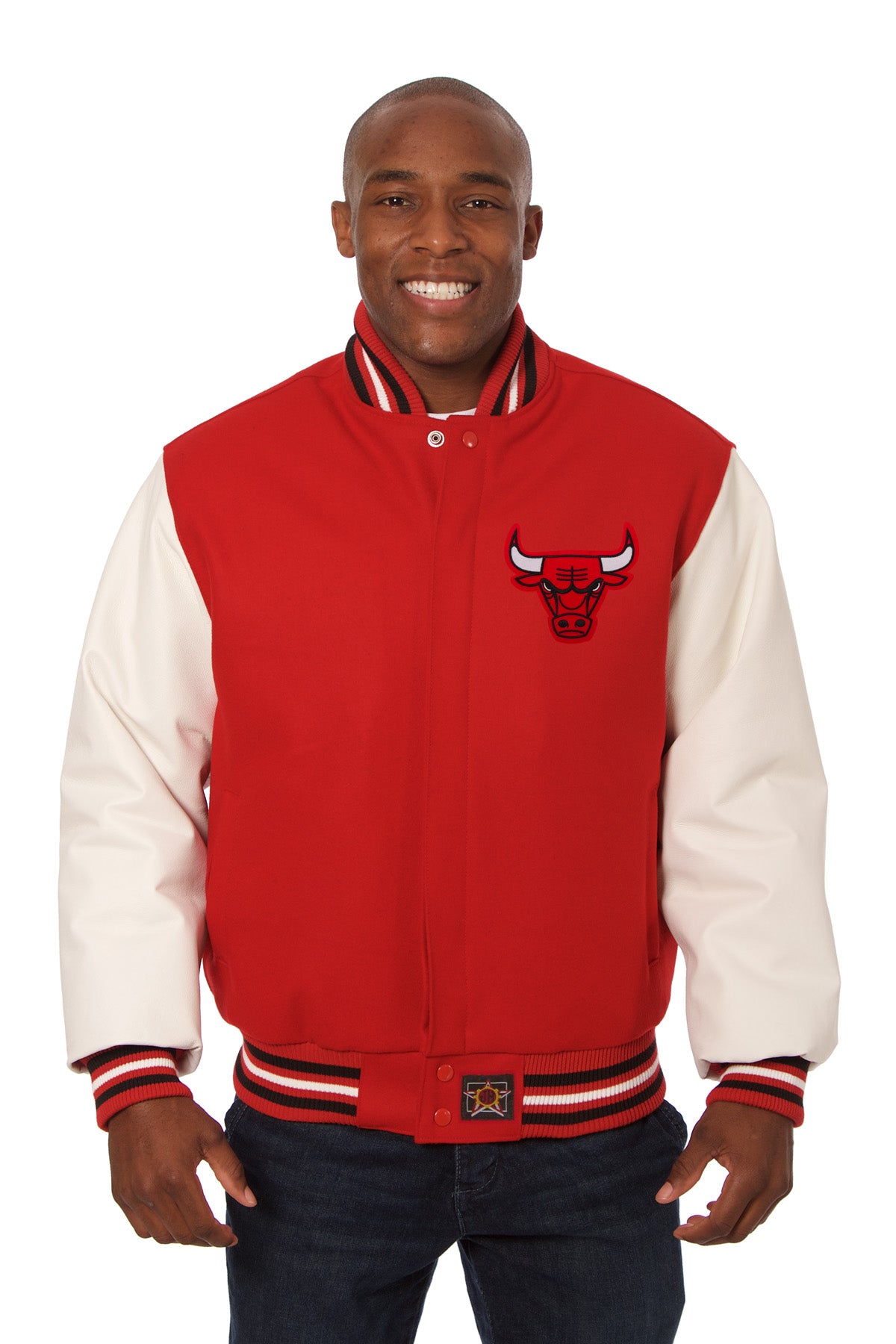 Chicago Bulls Embroidered Wool and Leather Jacket