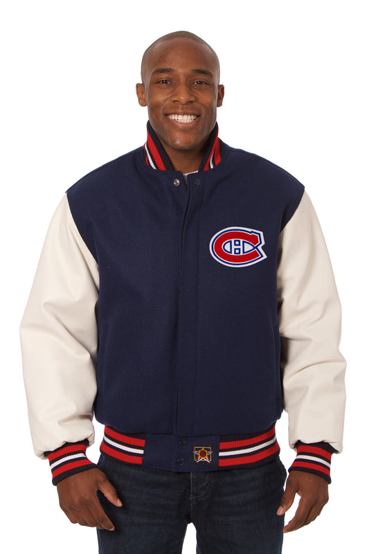 Montreal Canadiens Embroidered Wool and Leather Jacket
