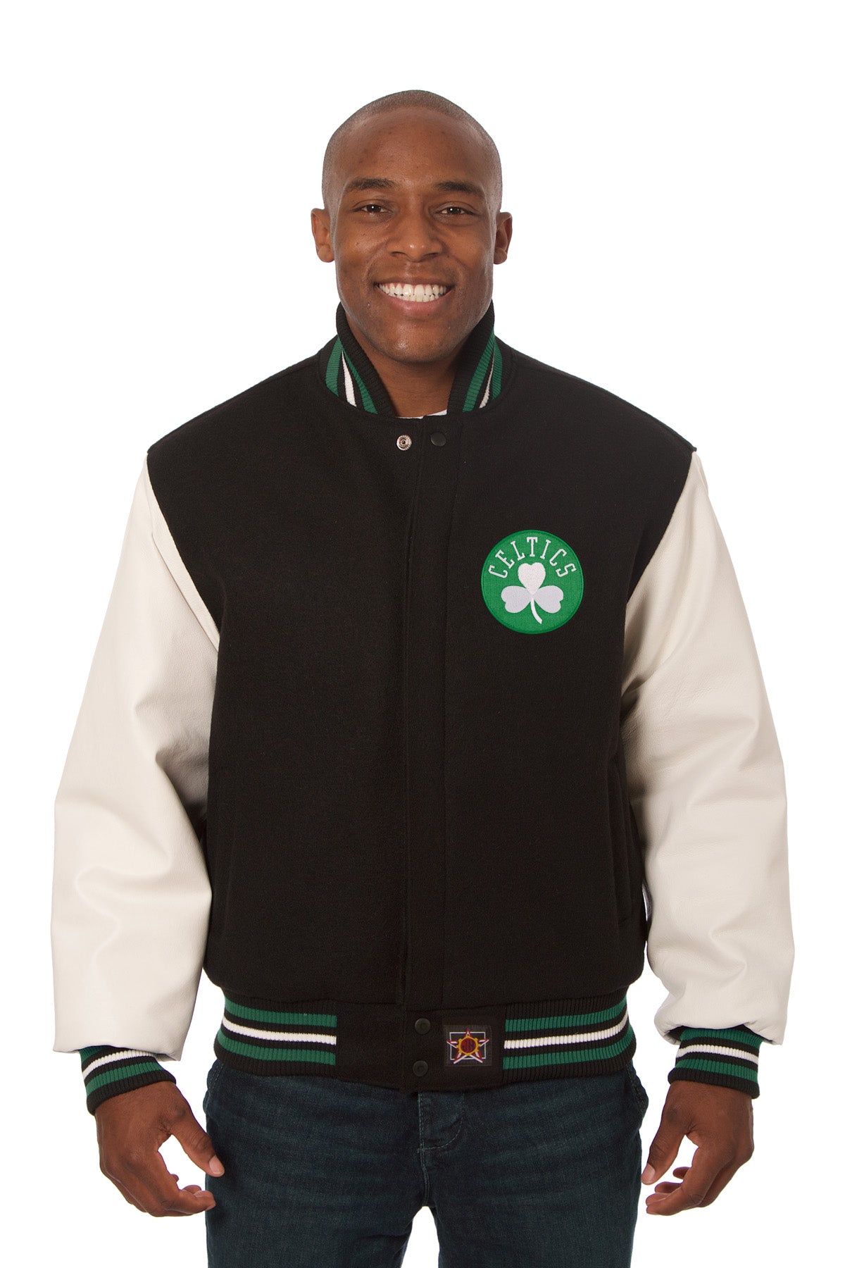 Boston Celtics Embroidered Wool and Leather Jacket