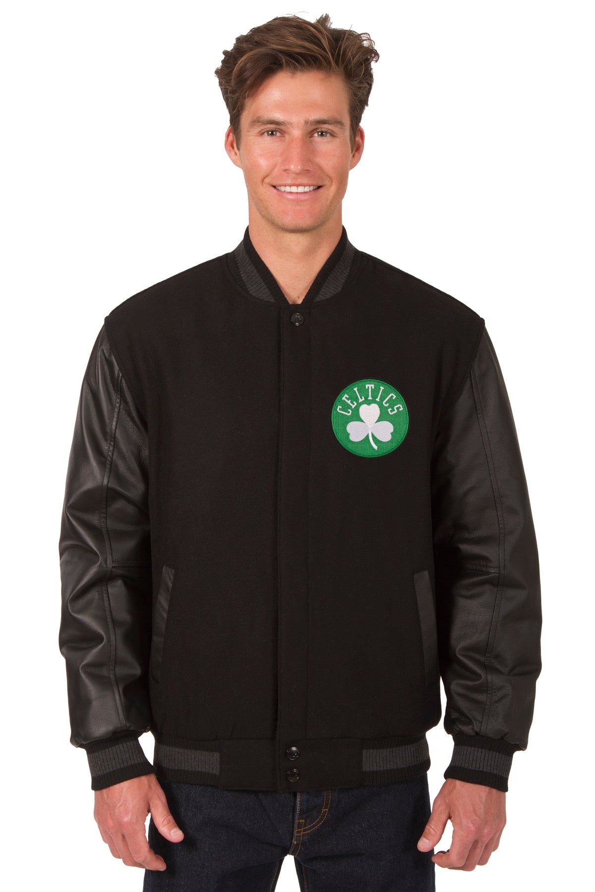 Boston Celtics Reversible Wool and Leather Jacket