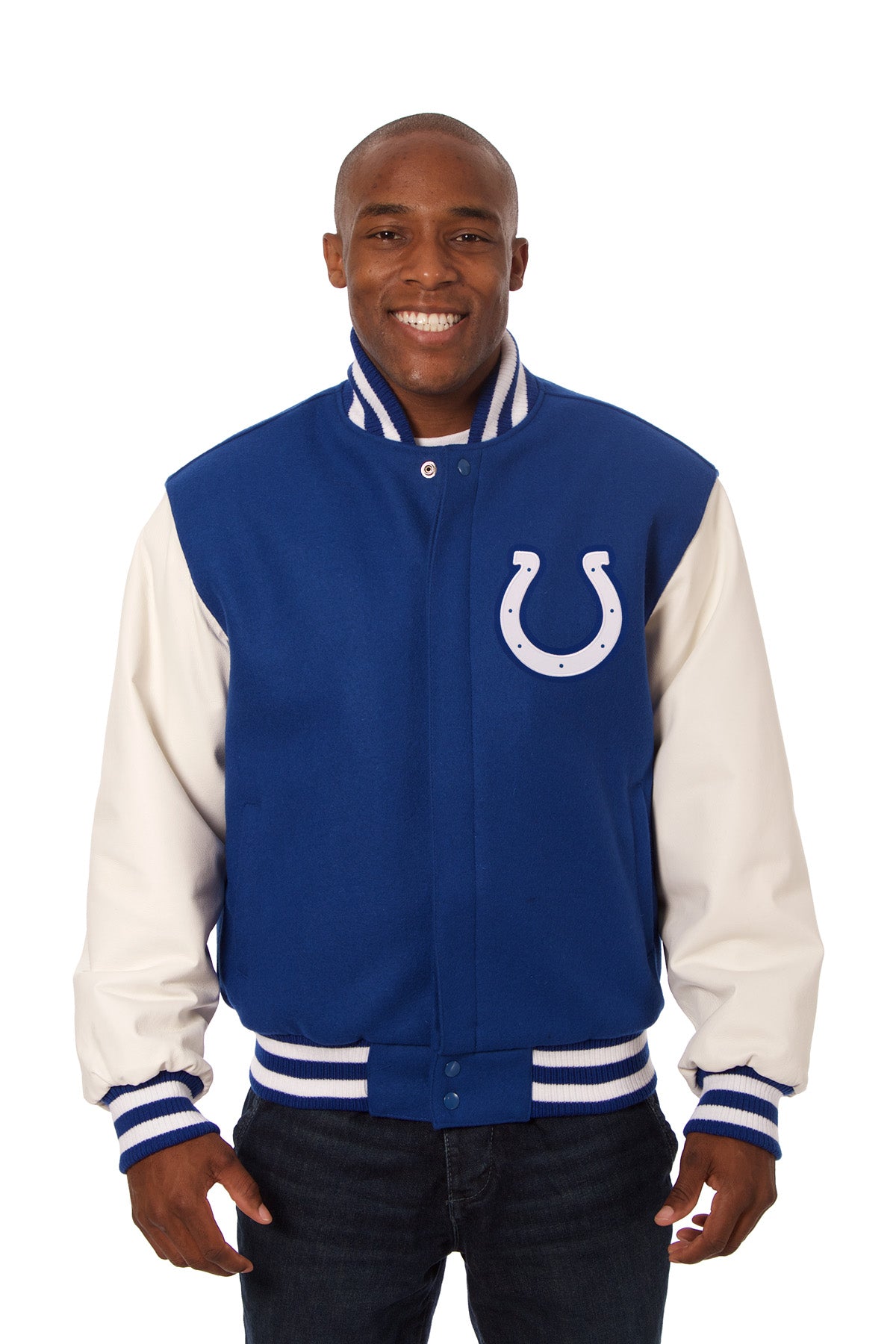 Indianapolis Colts Embroidered Wool and Leather Jacket