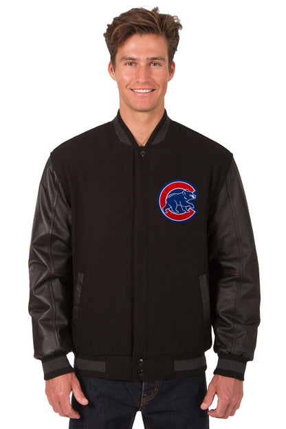 Chicago Cubs Reversible Wool and Leather Jacket
