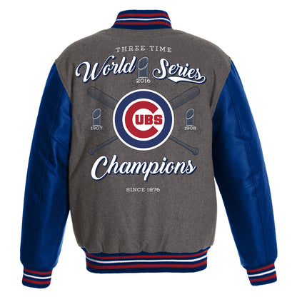 Chicago Cubs Championship Reversible Wool and Faux Leather Jacket