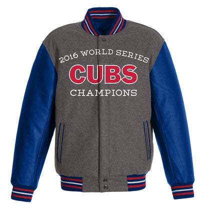 Chicago Cubs Championship Reversible Wool and Faux Leather Jacket
