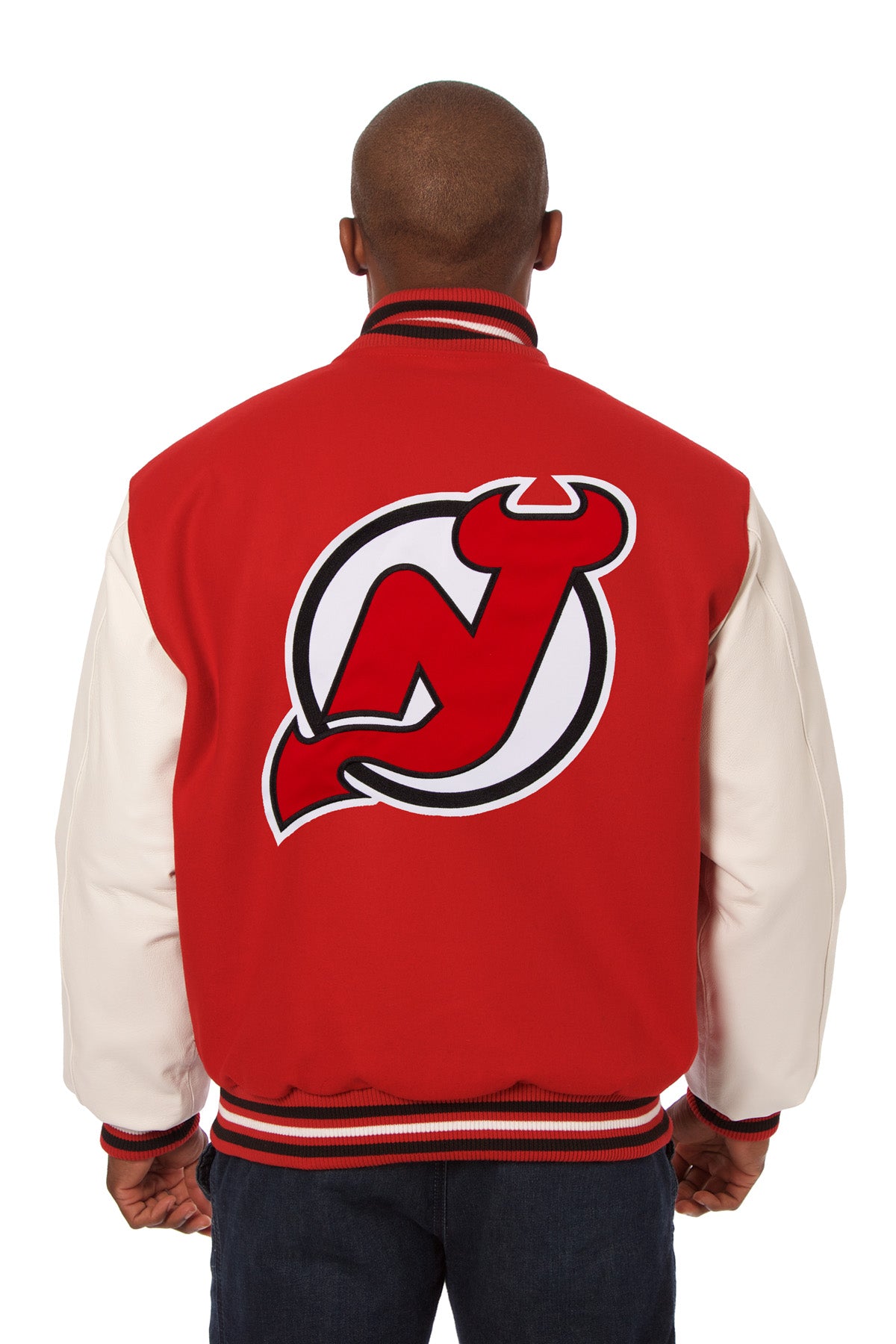 New Jersey Devils Embroidered Wool and Leather Jacket
