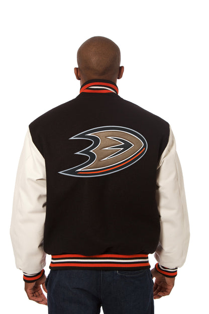 Anaheim Ducks Wool and Leather Jacket