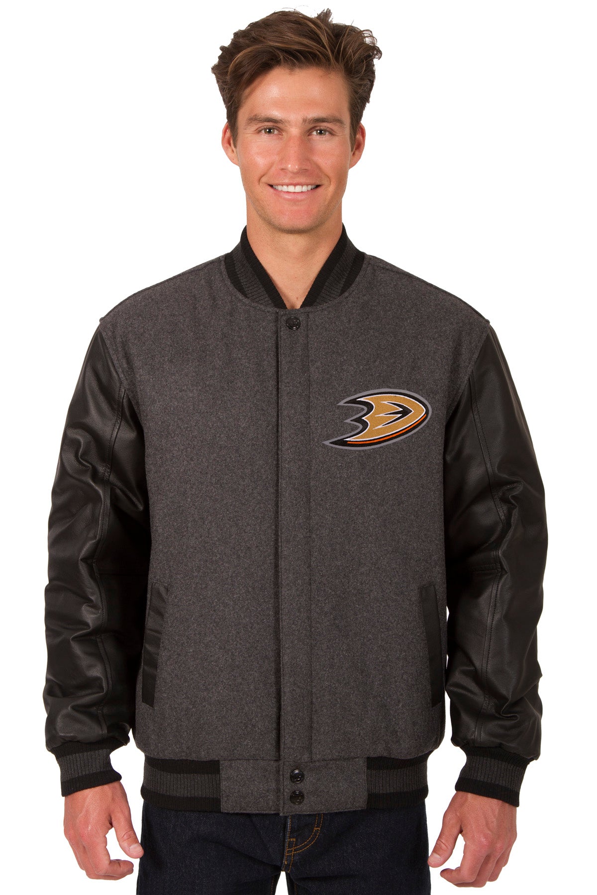 Anaheim Ducks Wool and Leather Reversible Jacket