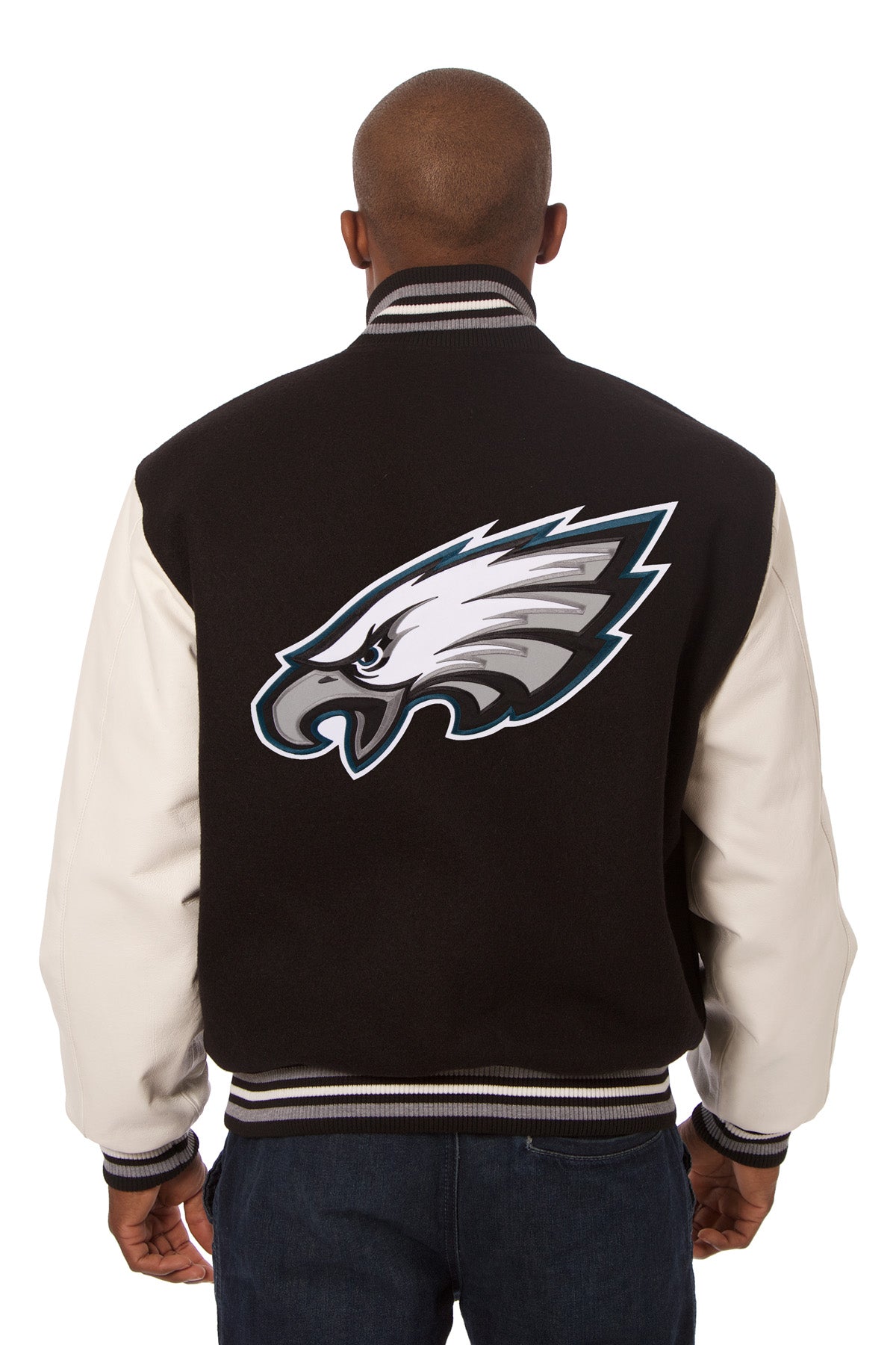 Philadelphia Eagles Embroidered Wool and Leather Jacket