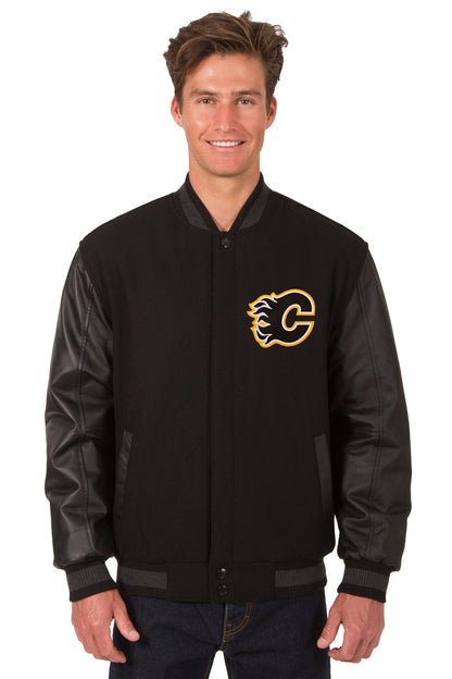 Calgary Flames Wool and Leather Reversible Jacket