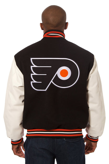 Philadelphia Flyers Embroidered Wool and Leather Jacket