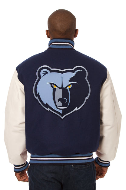 Memphis Grizzlies Embroidered Wool and Leather Jacket