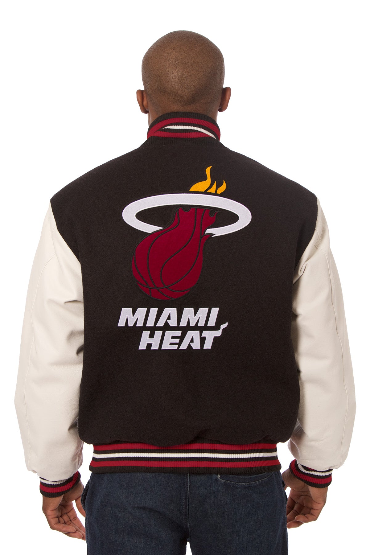 Miami Heat Embroidered Wool and Leather Jacket