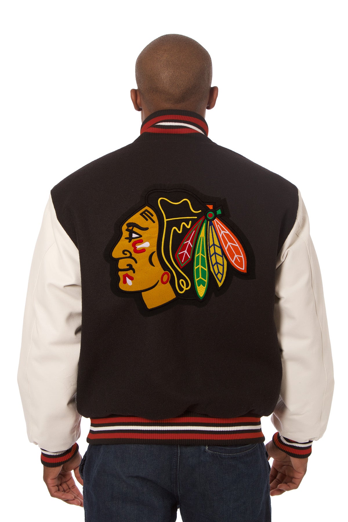 Chicago Blackhawks Embroidered Wool and Leather Jacket