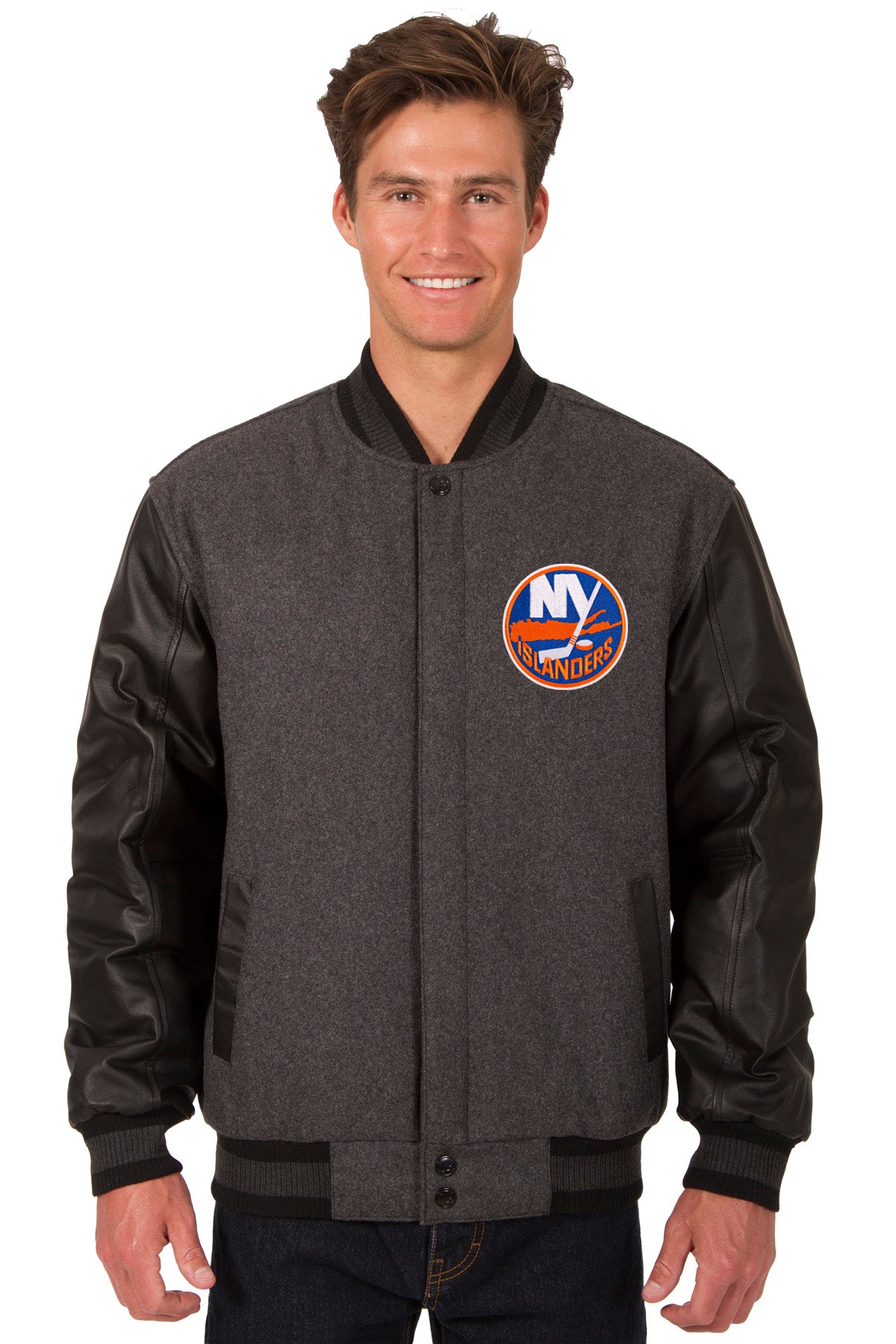 New York Islanders Wool and Leather Reversible Jacket