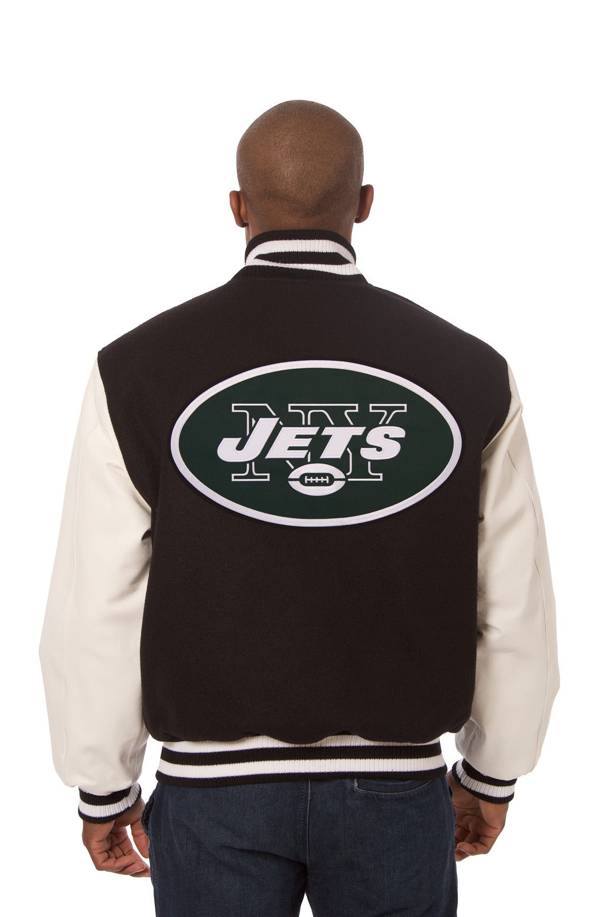 New York Jets Embroidered Wool and Leather Jacket