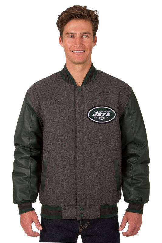 New York Jets Reversible Wool and Leather Jacket