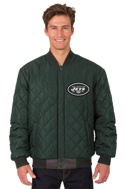 New York Jets Reversible Wool and Leather Jacket