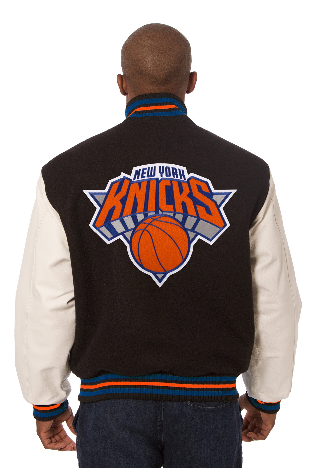 New York Knicks Embroidered Wool and Leather Jacket