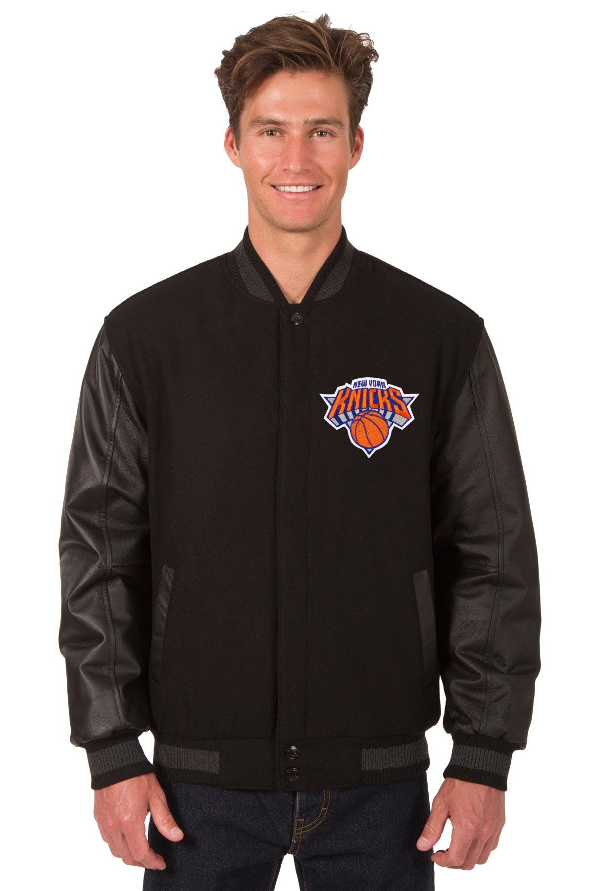 New York Knicks Reversible Wool and Leather Jacket