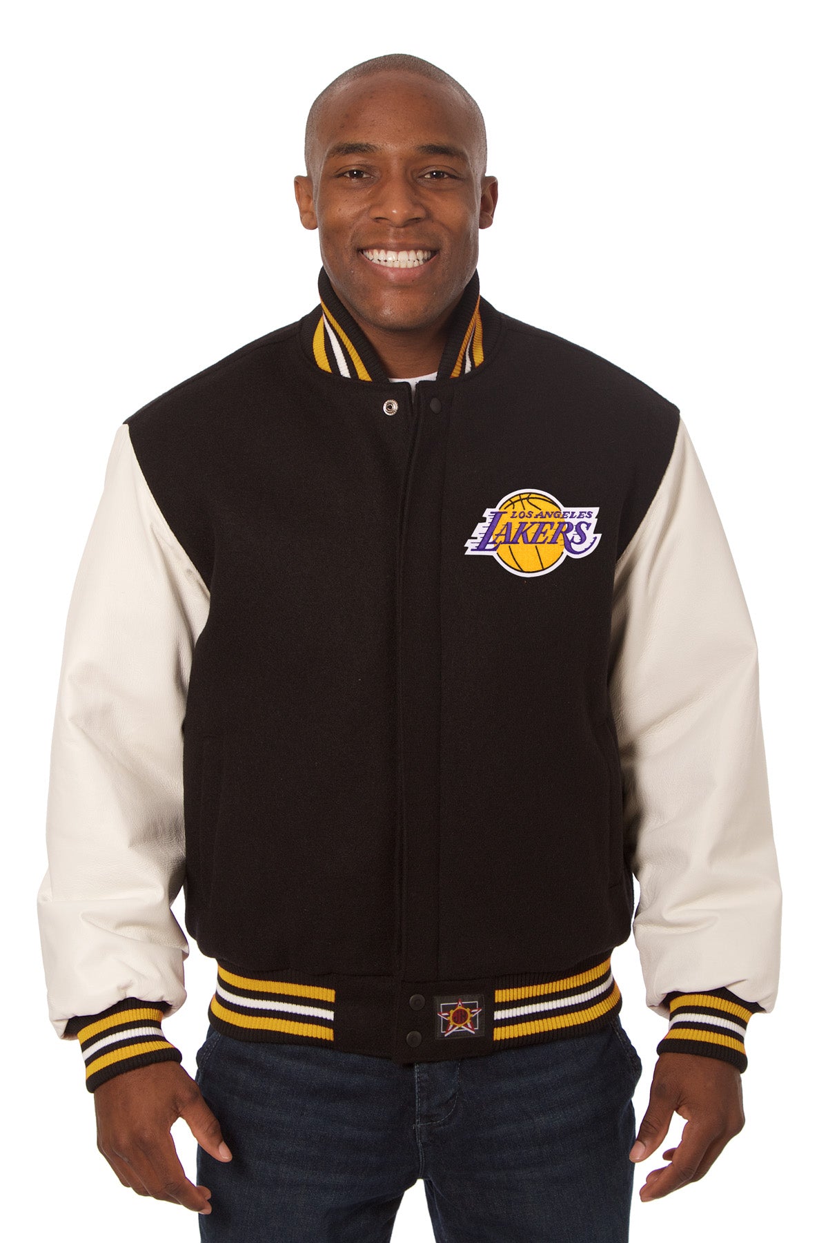 Los Angeles Lakers Embroidered Wool and Leather Jacket