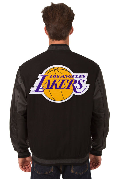 Los Angeles Lakers Reversible Wool and Leather Jacket
