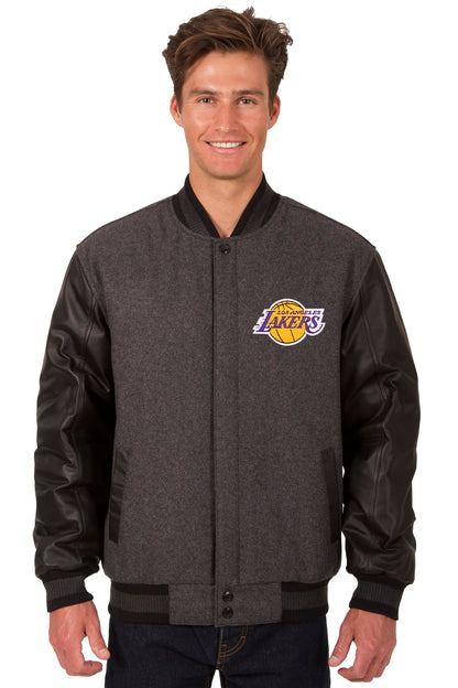 Los Angeles Lakers Reversible Wool and Leather Jacket