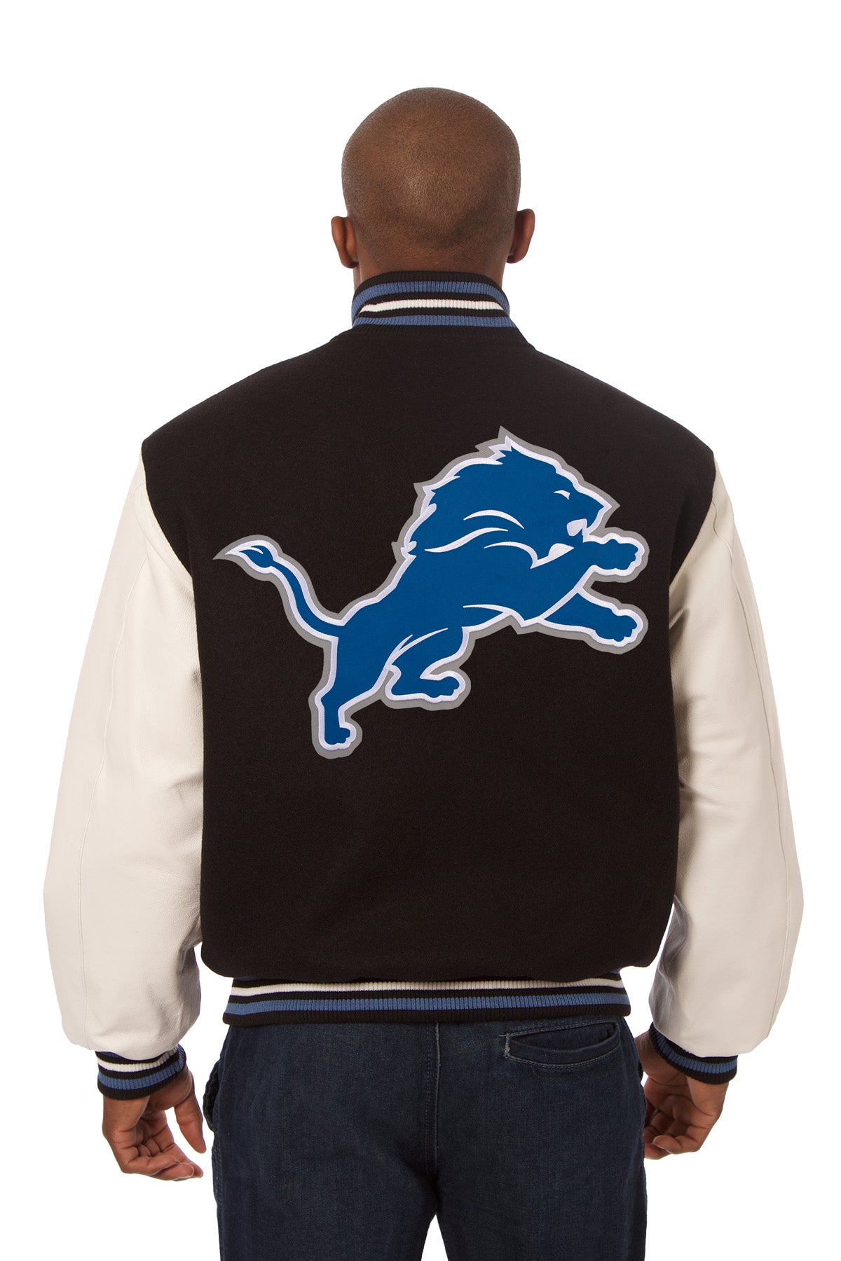 Detroit Lions Embroidered Wool and Leather Jacket