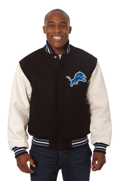 Detroit Lions Embroidered Wool and Leather Jacket