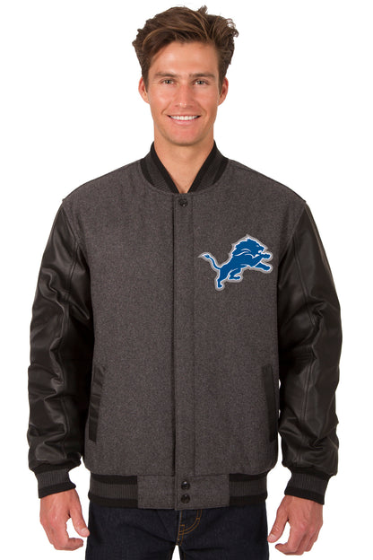 Detroit Lions Reversible Wool and Leather Jacket