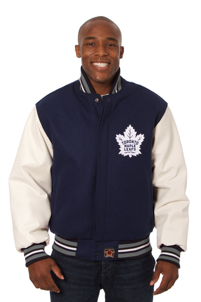 Toronto Maple Leafs Embroidered Wool and Leather Jacket